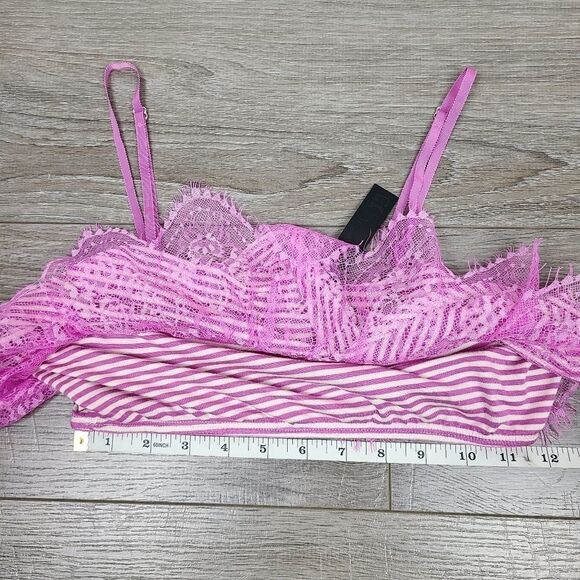 Joe's Jeans Purple Orchid Stripe Popover Lace Bralette XS - Picture 15 of 16